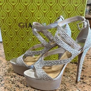 Gianni Bini Silver Studded Platform Heels